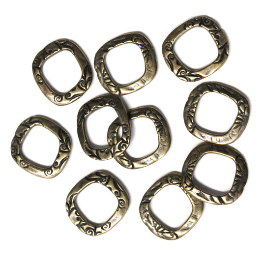 TierraCast 16mm Jardin Square Link / 10 Pack / pewter with a brass oxide finish