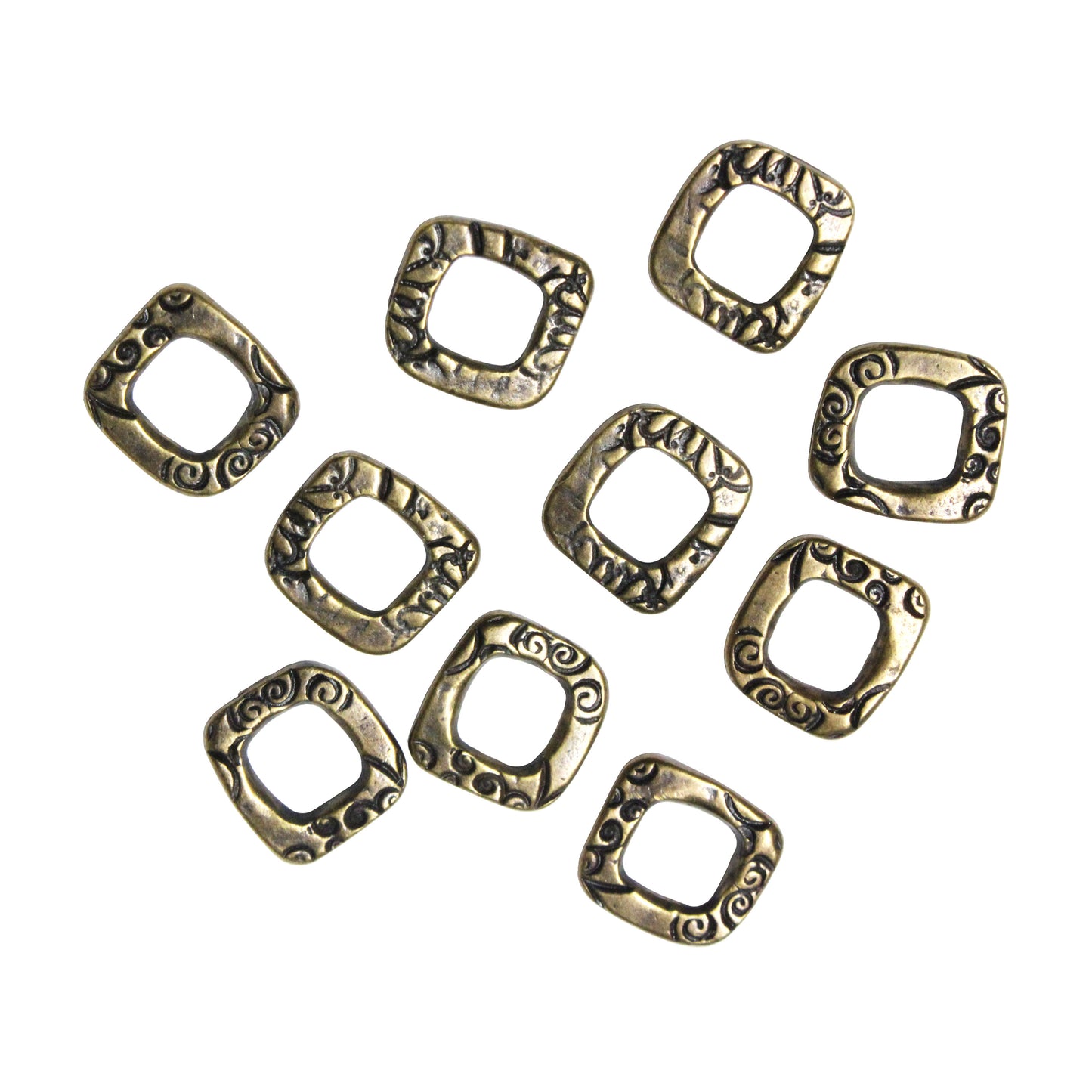 TierraCast 12mm Jardin Square Link / 10 Pack / pewter with a brass oxide finish