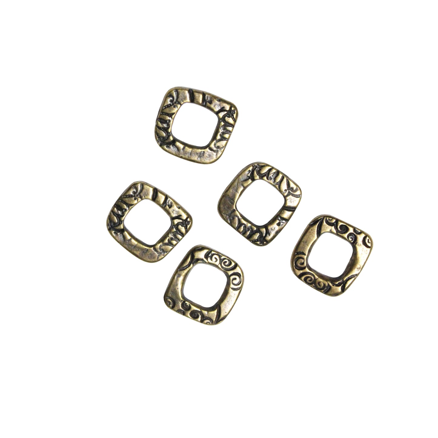 TierraCast 12mm Jardin Square Link / 5 Pack / pewter with a brass oxide finish