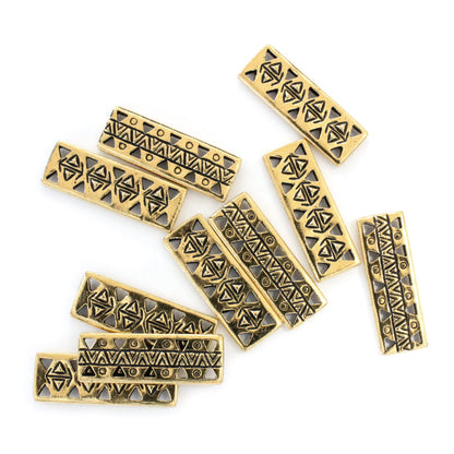 TierraCast Ethnic Bar Link / 10 Pack / pewter with antique gold finish