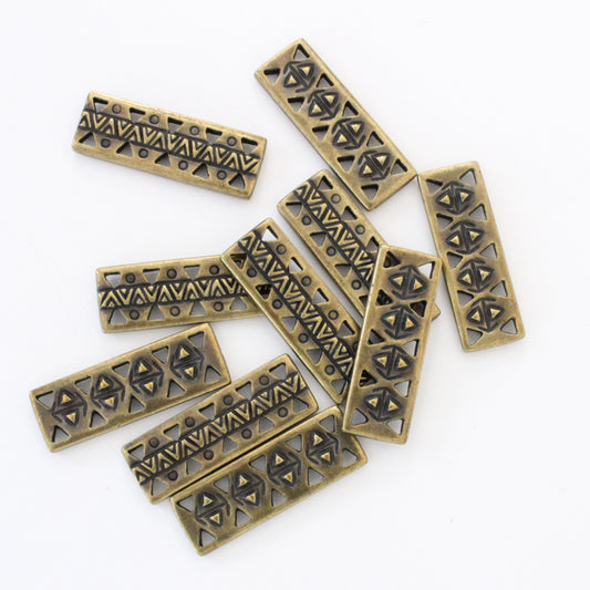 TierraCast Ethnic Bar Link / 10 Pack / pewter with brass oxide finish