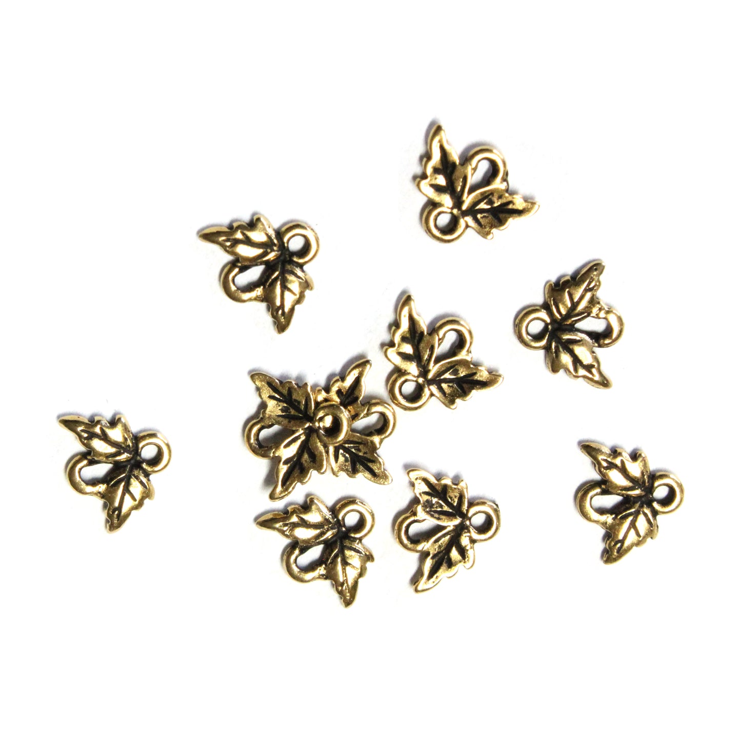 TierraCast Leaf Link / 10 Pack / pewter with antique gold finish