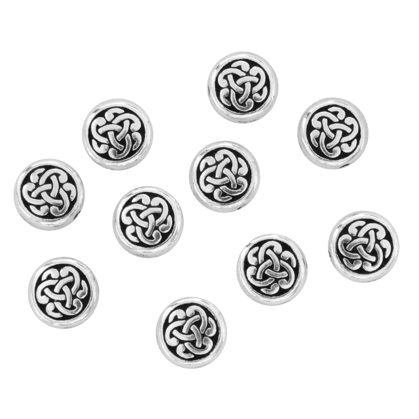 TierraCast Circle Triad Bead / 10 Pack / pewter with antique silver finish