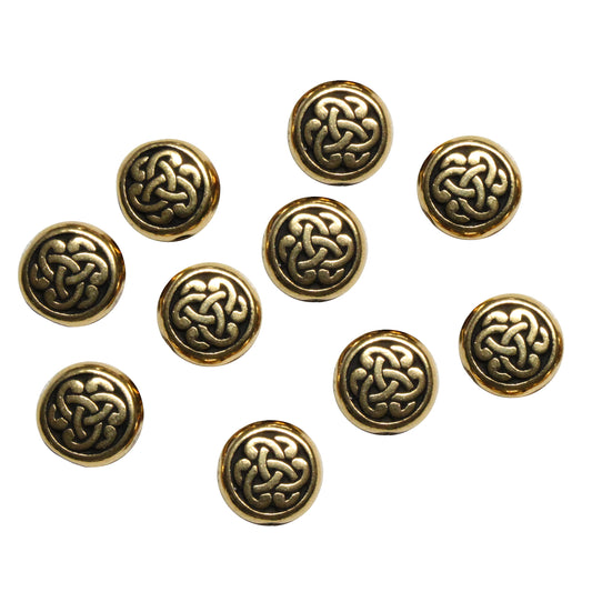 TierraCast Circle Triad Bead / 10 Pack / pewter with antique gold finish