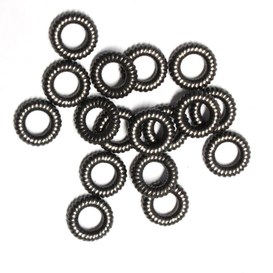 TierraCast 10mm Coiled Ring Bead / 17 Pack / pewter with a black finish