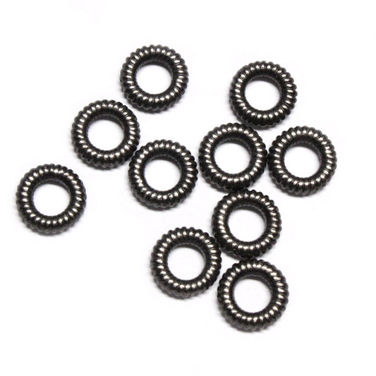 TierraCast 10mm Coiled Ring Bead / 10 Pack / pewter with a black finish