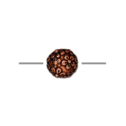 TierraCast 8mm Floral Round Bead / pewter with antique copper finish