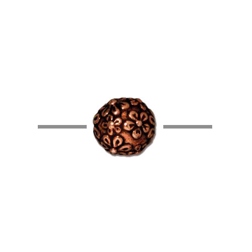 TierraCast 8mm Floral Round Bead / pewter with antique copper finish