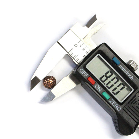 TierraCast 8mm Floral Round Bead / pewter with antique copper finish / measured with calipers