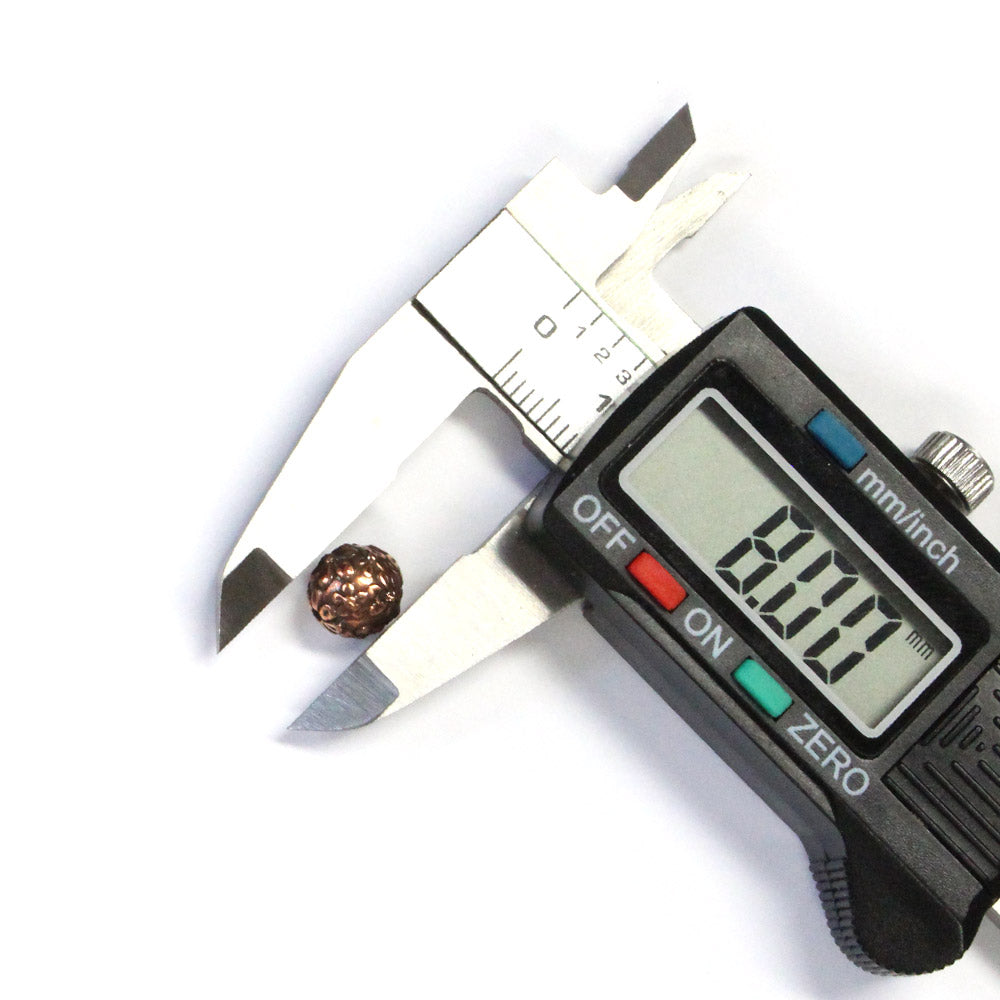 TierraCast 8mm Floral Round Bead / pewter with antique copper finish / measured with calipers