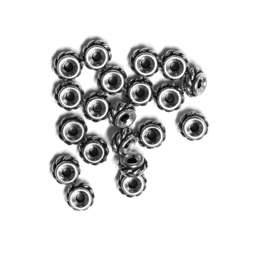 TierraCast Twisted Bead / 20 Pack / pewter with antique silver finish