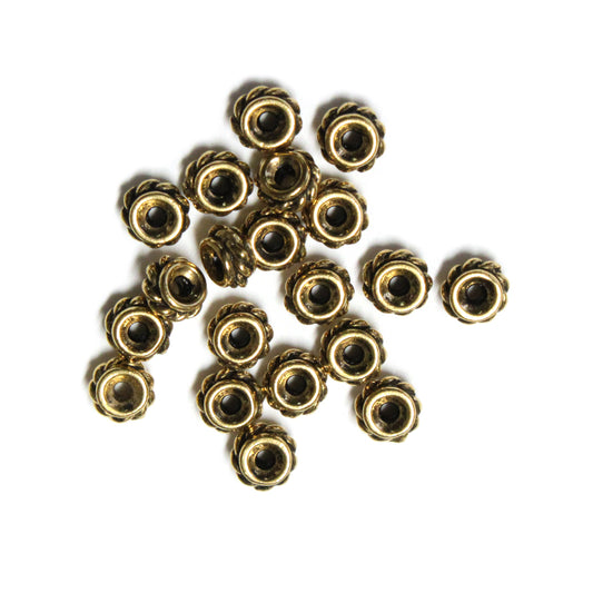 TierraCast Twisted Bead / 20 Pack / pewter with antique gold finish