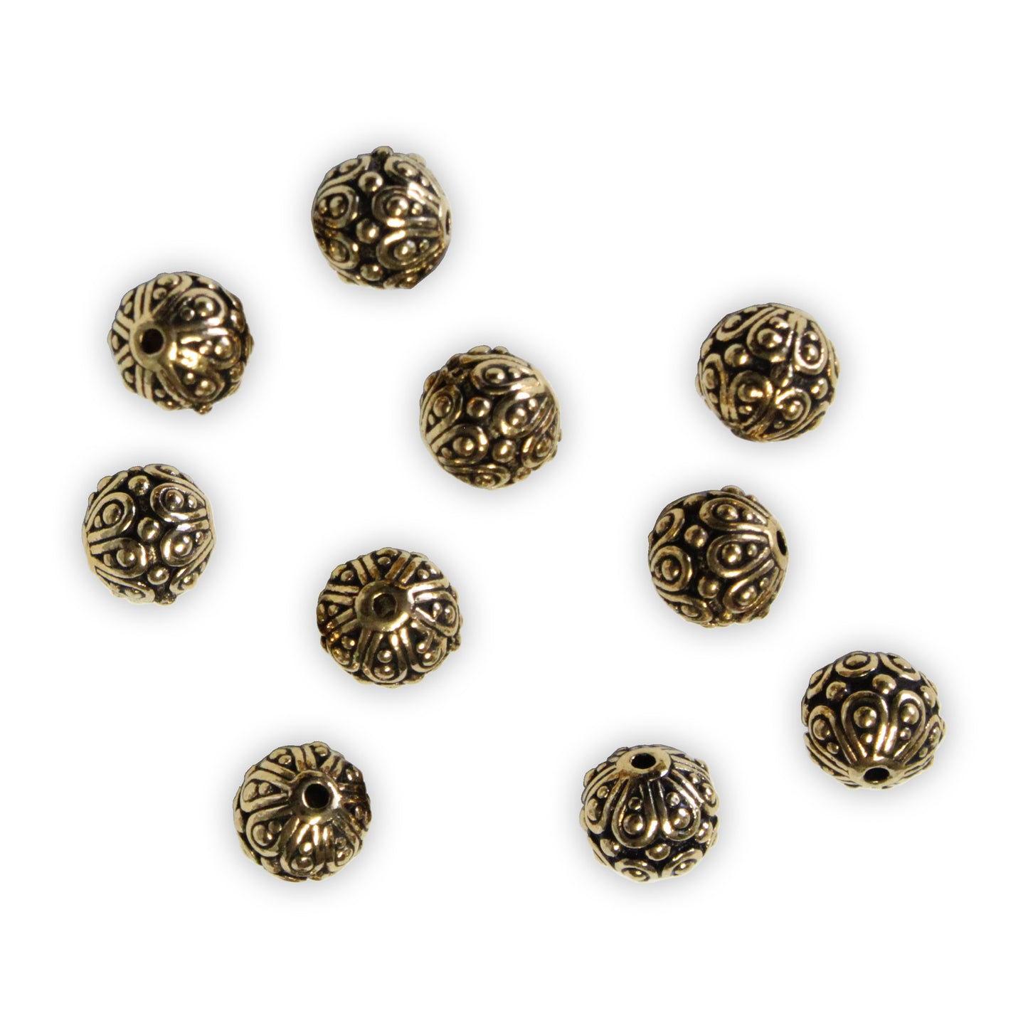 TierraCast Casbah Round Bead / 10 Pack / pewter with antique gold finish