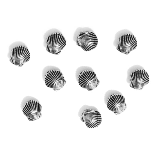TierraCast 9mm Shell Bead / 10 Pack / pewter with antique silver finish