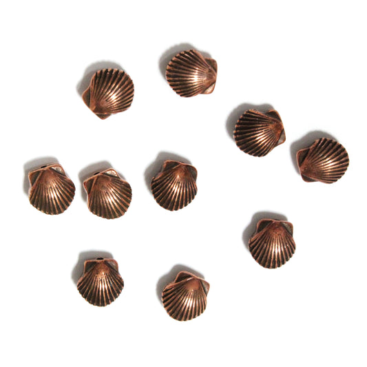 TierraCast 9mm Shell Bead / 10 Pack / pewter with antique copper finish