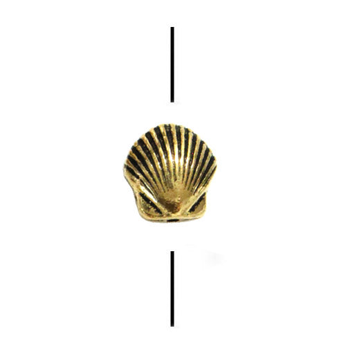 TierraCast 9mm Shell Bead / 10 Pack / pewter with antique gold finish