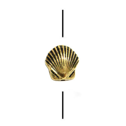 TierraCast 9mm Shell Bead / 10 Pack / pewter with antique gold finish