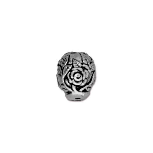 TierraCast Rose Skull Bead / pewter with antique silver finish / back view
