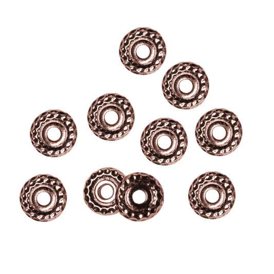 TierraCast 10mm Hammertone Large Hole Bead / 10 Pack / pewter with antique copper finish