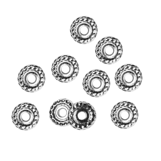 TierraCast 10mm Hammertone Large Hole Bead / 10 Pack / pewter with a bright rhodium finish