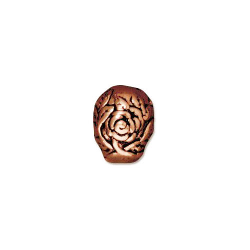 TierraCast Rose Skull Large Hole Bead / pewter with antique copper finish / back view