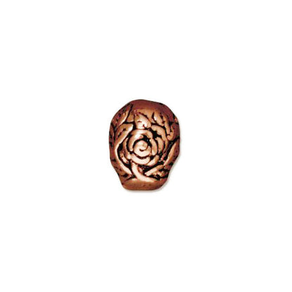 TierraCast Rose Skull Large Hole Bead / pewter with antique copper finish / back view