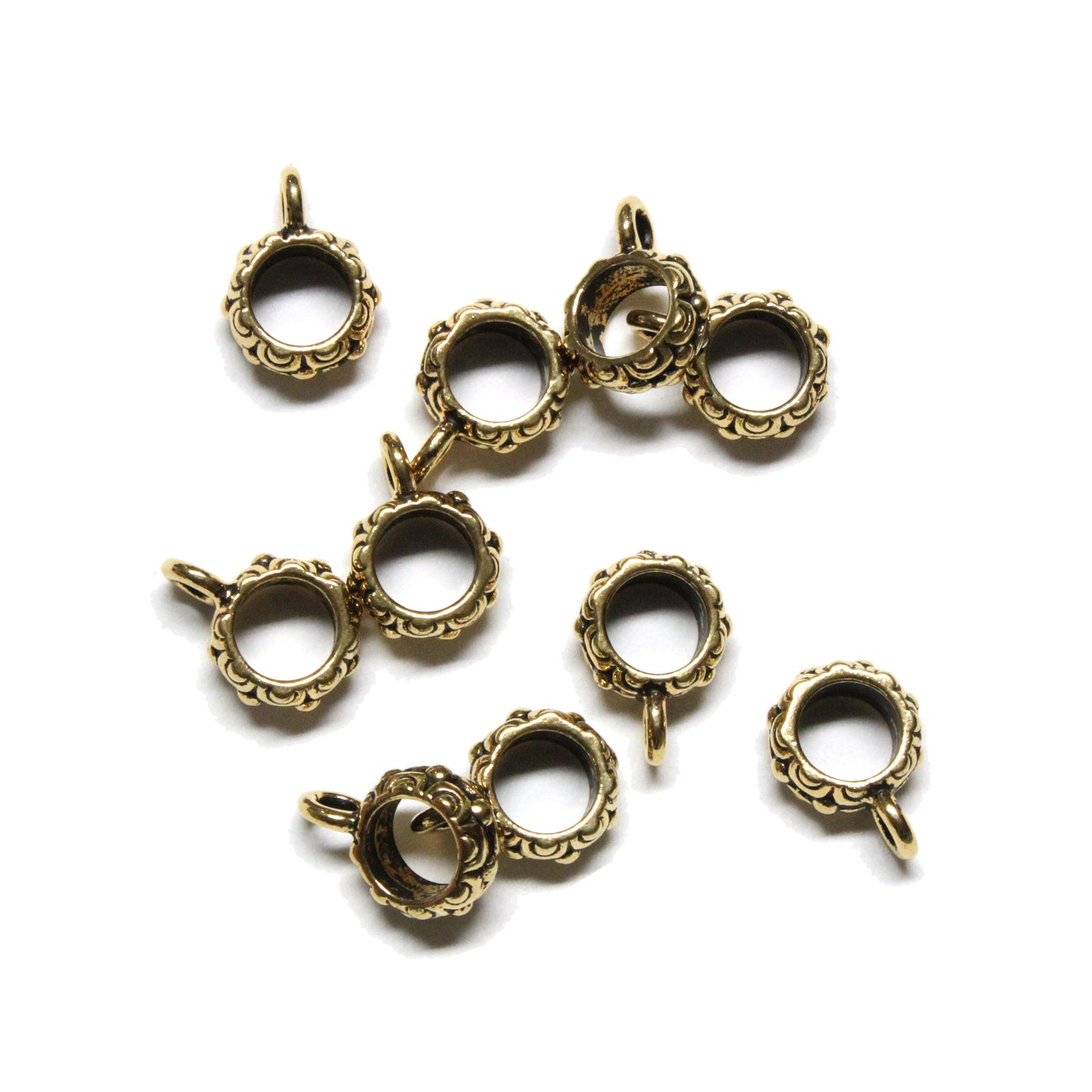 TierraCast Oasis Bail / 10 Pack / pewter with antique gold finish