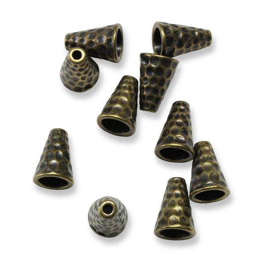 TierraCast Hammertone Tall Cone / 10 Pack / pewter with a brass oxide finish