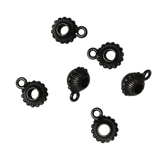 TierraCast Beaded Crown Euro Bail / 6 Pack / pewter with black finish / 4mm ID