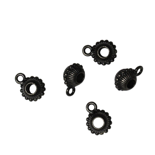 TierraCast Beaded Crown Euro Bail / 5 Pack / pewter with black finish / 4mm ID