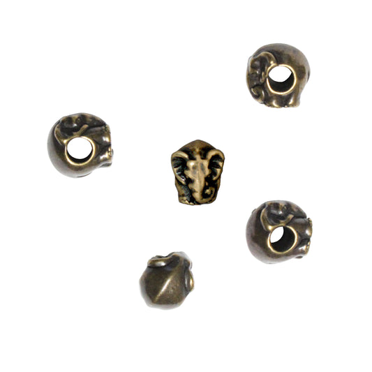 TierraCast Elephant Euro Bead / 5 Pack / pewter with brass oxide finish / large hole bead