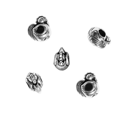 TierraCast Rooster Euro Bead / 5 Pack / pewter with antique silver finish / large hole bead