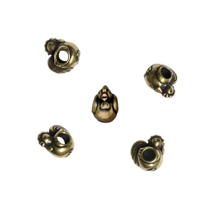 TierraCast Rooster Euro Bead / 5 Pack / pewter with a brass oxide finish / large hole bead