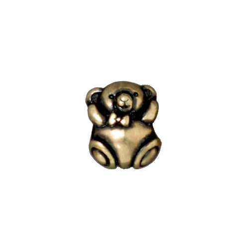 TierraCast Bear Euro Bead / pewter with brass oxide finish / large hole bead
