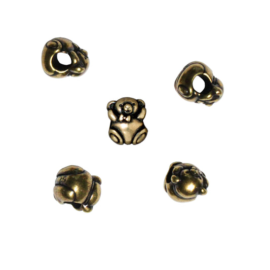 TierraCast Bear Euro Bead / 5 Pack / pewter with brass oxide finish / large hole bead