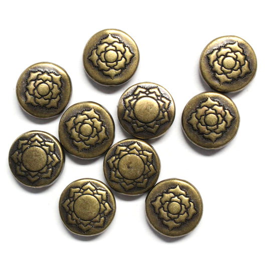 TierraCast 14mm Lotus Puffed Bead / 10 Pack / pewter with a brass oxide finish