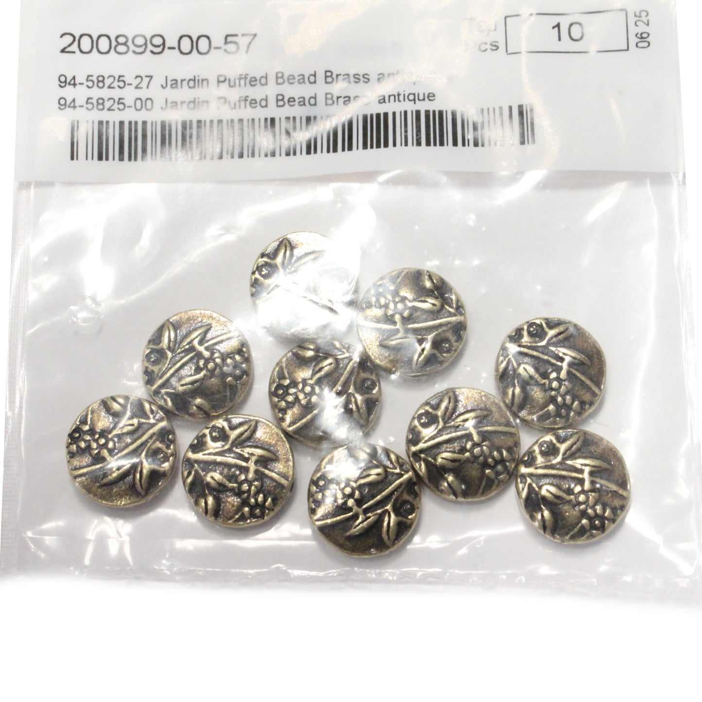 TierraCast 14mm Jardin Puffed Bead / pewter with a brass oxide finish