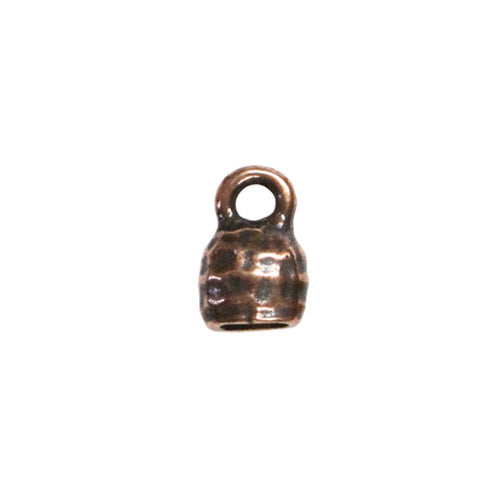 TierraCast 4 x 2mm Distressed Crimp End Cap / pewter with an antiqued copper finish / side view