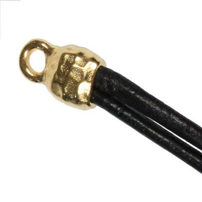 TierraCast 4 x 2mm Distressed Crimp End Cap / pewter with a bright gold finish / with 2mm leather cord