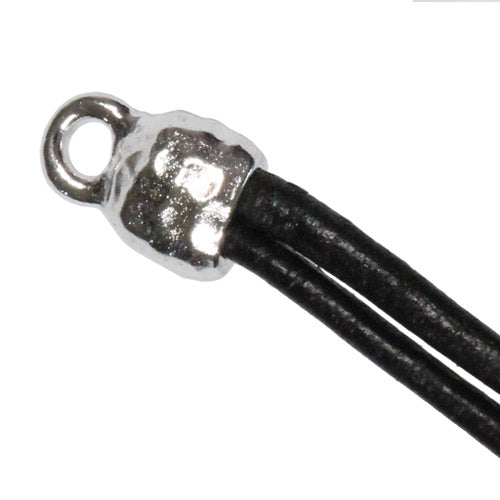 TierraCast 4 x 2mm Distressed Crimp End Cap / pewter with a white bronze finish / with 2mm leather cord