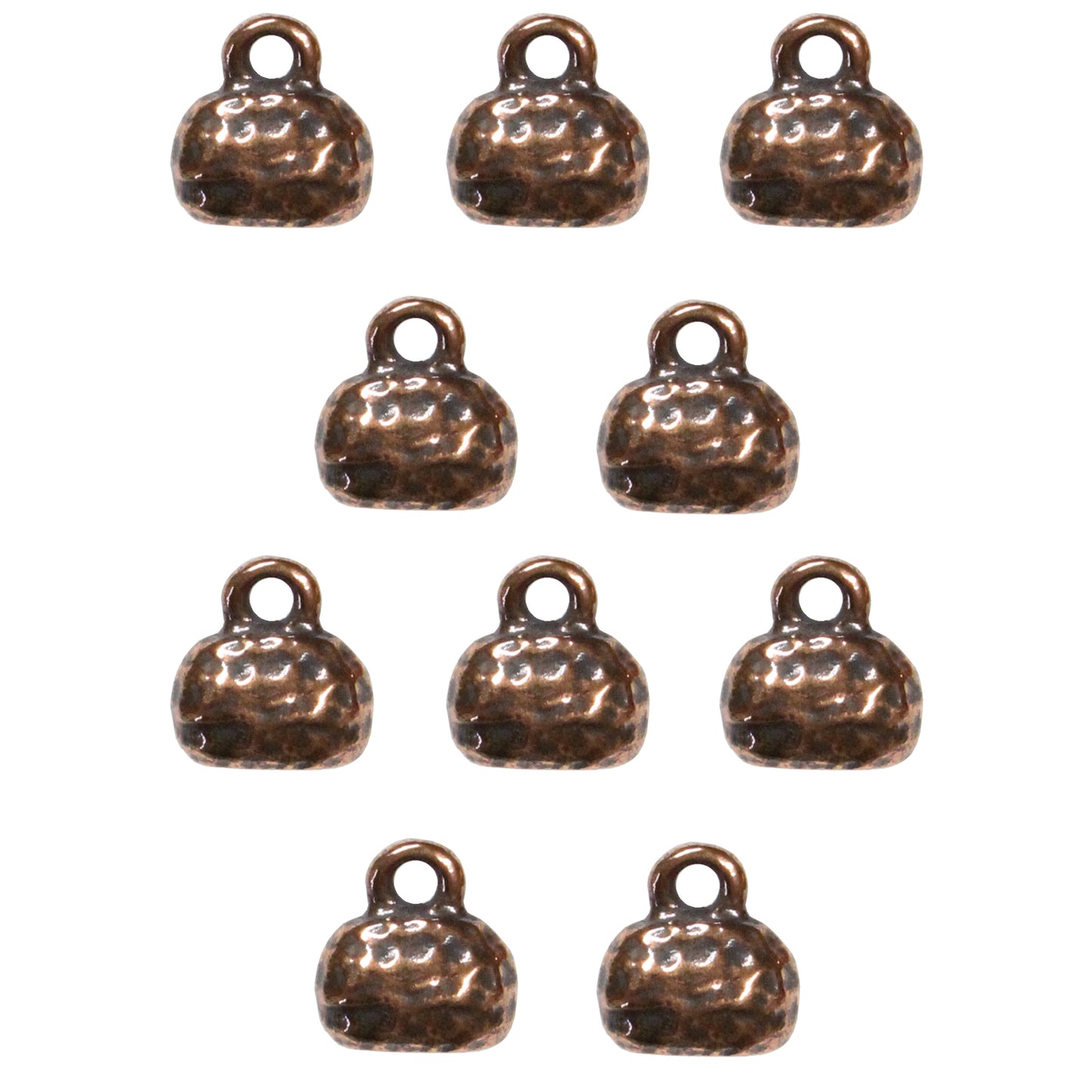 TierraCast 6 x 2mm Distressed Crimp End Cap / 10 Pack / pewter with antique copper finish