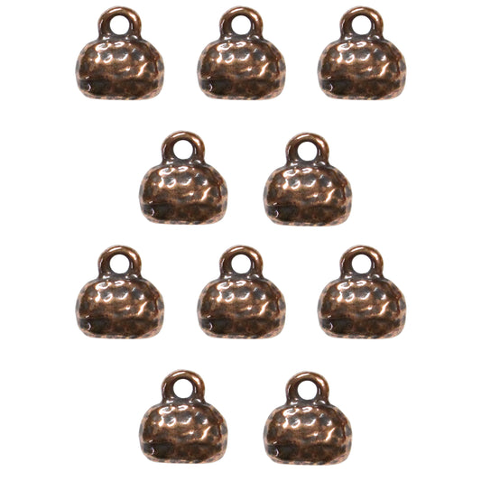 TierraCast 6 x 2mm Distressed Crimp End Cap / 10 Pack / pewter with antique copper finish