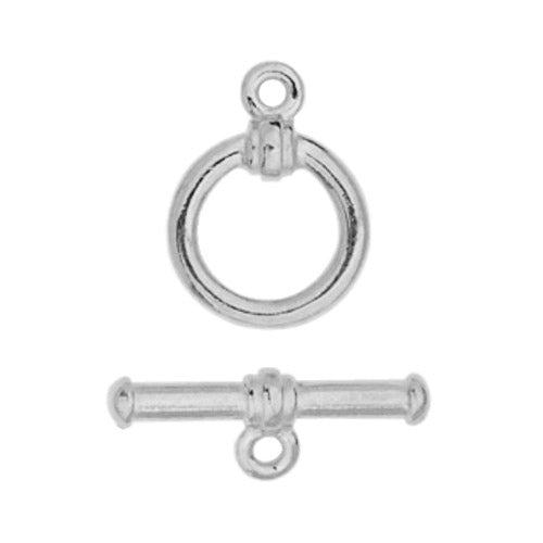 TierraCast Bar & Ring Toggle Clasp / pewter with a bright silver finish