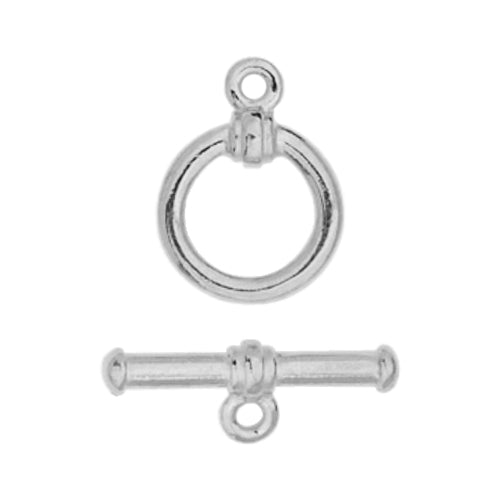 TierraCast Bar & Ring Toggle Clasp / pewter with a bright silver finish
