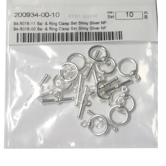 TierraCast Bar & Ring Toggle Clasp / pewter with a bright silver finish