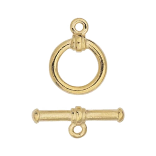 TierraCast Bar & Ring Toggle Clasp / pewter with a bright gold finish