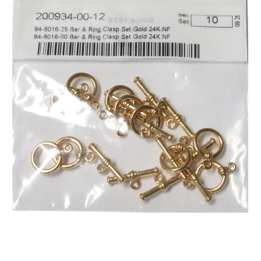 TierraCast Bar & Ring Toggle Clasp / pewter with a bright gold finish