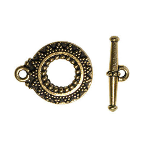 TierraCast Bali Toggle Clasp / pewter with antique gold finish