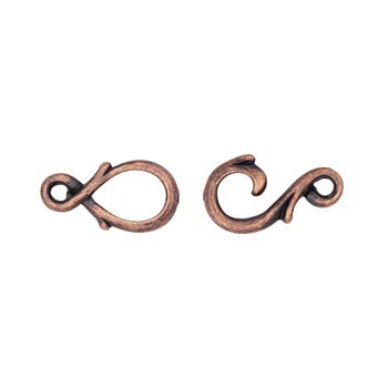 Pewter Vine Hook and Eye Clasp / pewter with antique copper finish