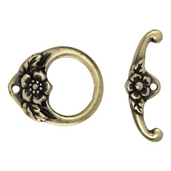TierraCast Floral Toggle Clasp / pewter with a brass oxide finish